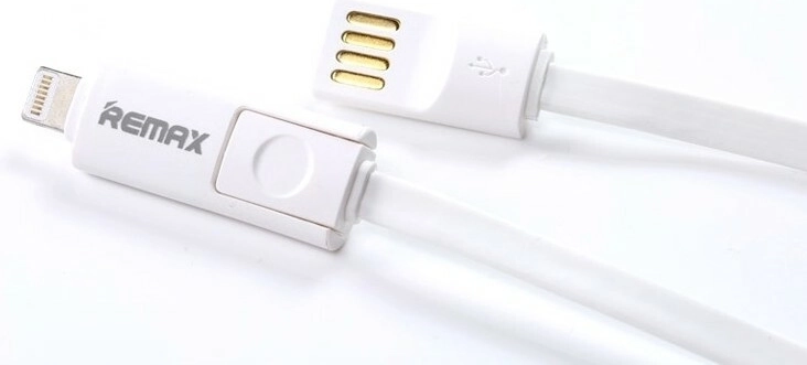 Remax micro USB töltőkábel Lightning átalakítóval, 1,2 m, fehér