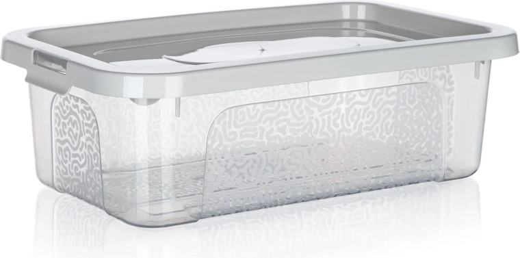 Multibox 4,5 l tárolódoboz fedéllel és klipszekkel, 32 × 19 × 10 cm