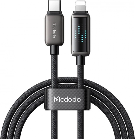 Töltőkábel Mcdodo USB-C és Lightning csatlakozóval és LED kijelzővel