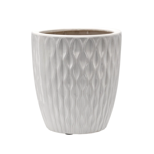 Kerámia kaspó, fényes fehér, 32 × 32 × 35,5 cm