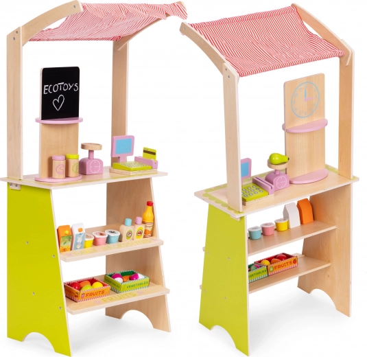 Fa gyerek piaci stand terminállal és mérleggel, ECOTOYS, 20 darab