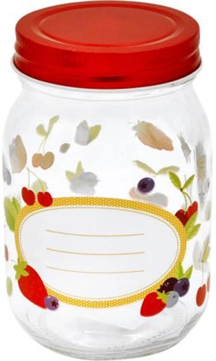Toro befőttesüveg 500 ml fedéllel, gyümölcs mintával