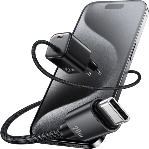 Integrált, fonott USB‑C kábel mindennapi használatra