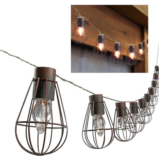 Napelemes kültéri loft girland 10 LED meleg fehér 3,8 m