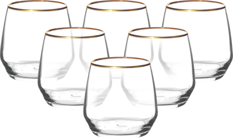 Rubin gold készlet 6 db, 370 ml-es pohárral arany peremmel