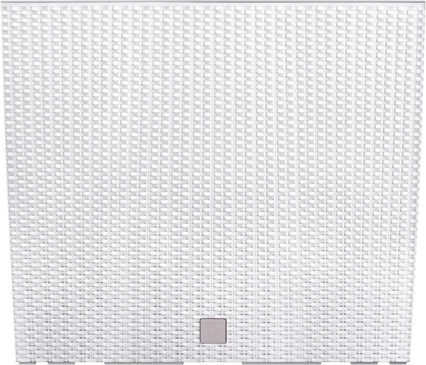 Magas műanyag balkonláda rattan hatással és betéttel, fehér 58 × 18 × 49,8 cm