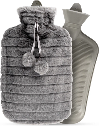 Termofor plüss szürke huzattal, 2 l