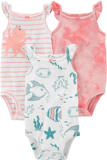CARTER'S ujjatlan body Pink Ocean 3 db – lány 3db NB/ méret 56