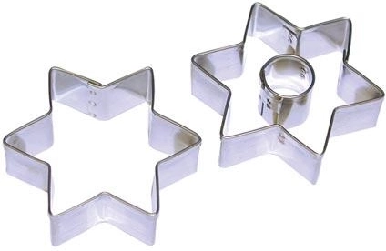 Rozsdamentes acél csillag alakú kiszúrókészlet, 5 cm, középpel, 2 darabos