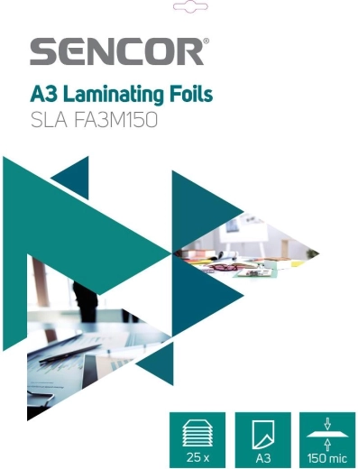 SENCOR A3-as lamináló fólia, 150 mikron, 25 darab
