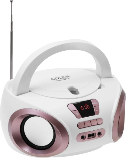 Hordozható boombox CD-vel és MP3-mal Adler AD 1181 fehér réz színű