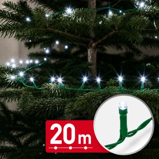 20 m-es LED-es fényfüzér 400 hidegfehér LED-del