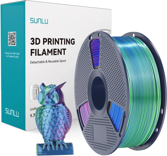 Sunlu PLA+ Silk háromszínű 3D nyomtató filament kék–zöld–lila