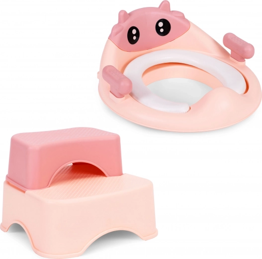 Rózsaszín gyermek WC-ülőke lépcsővel ECOTOYS