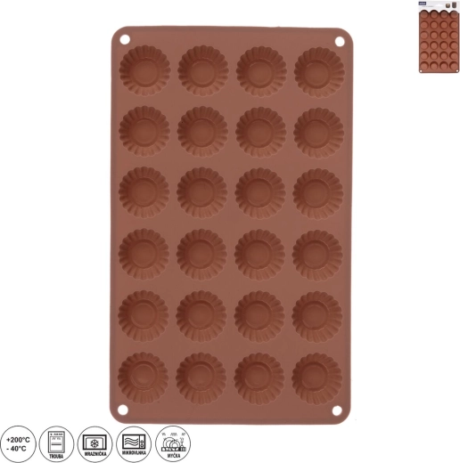 Szilikon forma mini kosárkákhoz, 24 db, barna
