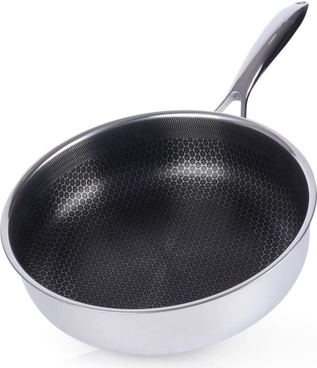 Mély rozsdamentes acél COOKCELL serpenyő 26 cm, tapadásmentes felülettel