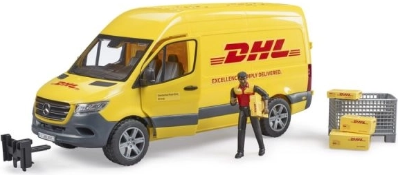 Bruder Mercedes-Benz Sprinter DHL sofőrrel és kiegészítőkkel