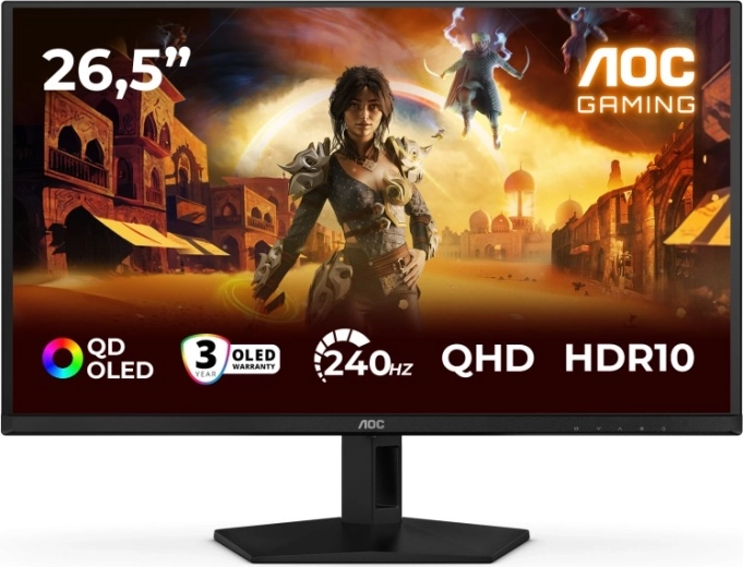 Játékmonitor 26,5" QD‑OLED 240 Hz HDMI‑vel és DisplayPorttal