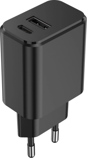Setty hálózati töltő 20 W USB‑C PD és USB‑A QC-val, fekete
