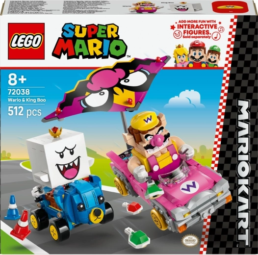 lego super mario mario kart – wario és king boo versenyszett