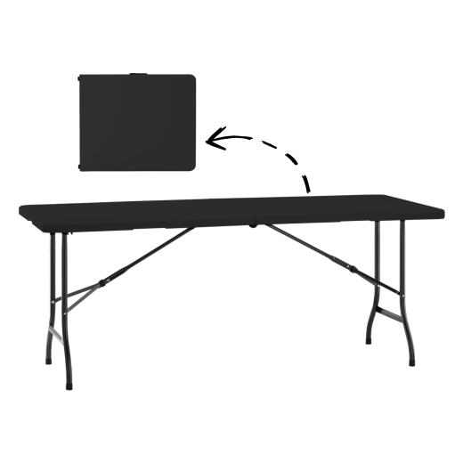 Összecsukható túra- és cateringasztal 180 × 70 × 74 cm, fekete