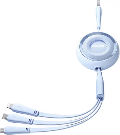 Joyroom 3 az 1-ben színes USB kábel USB‑C/Lightning/Micro USB, 3,5 A, 1 m – Kék