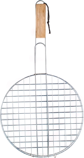Kerek grillsütő rács 30 cm fa nyéllel