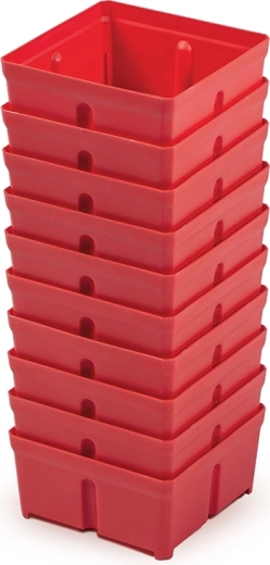 10 darabos piros műanyag szerszámdoboz készlet (10,5 × 10,5 × 5 cm)
