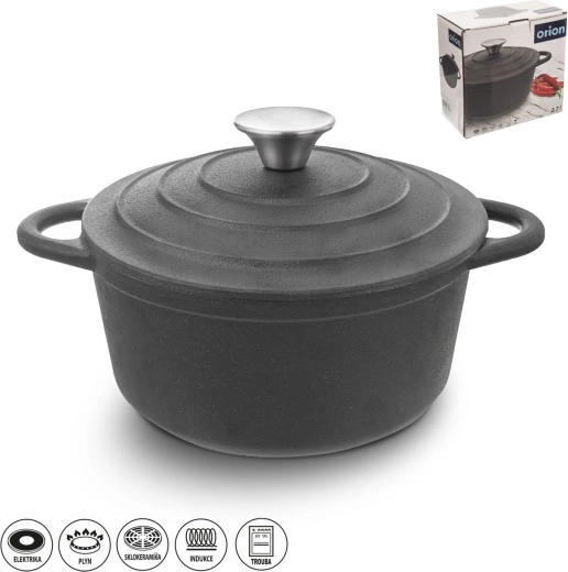 Öntöttvas lábas fedővel 2,7 l