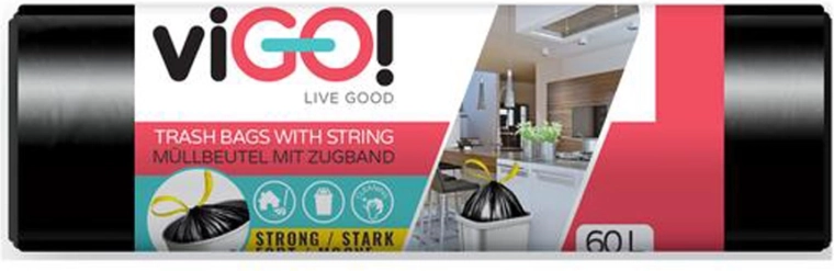 VIGO 60 l-es, összehúzható szemeteszsákok, 15 db