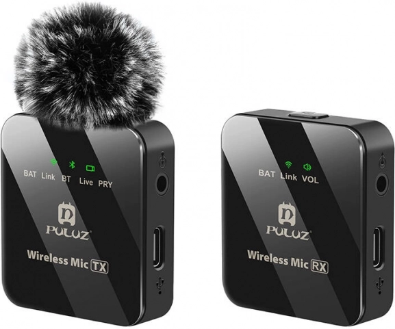 Puluz vezeték nélküli gallérmikrofon 1 TX + 1 RX