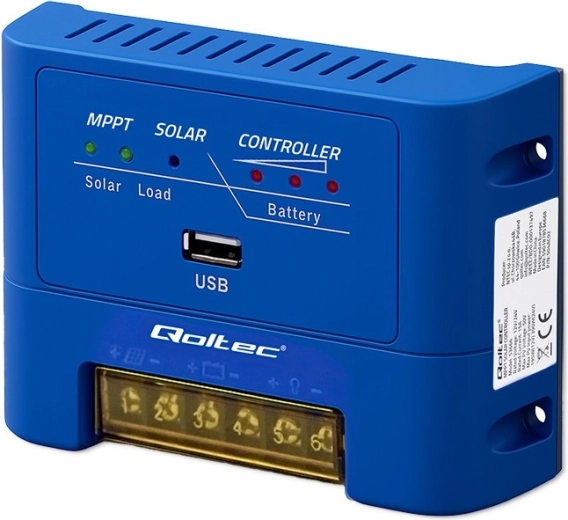 Qoltec MPPT napelemes töltésszabályozó 15 A 12/24 V-hoz, LiFePO4