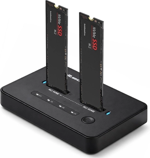 Qoltec dokkolóállomás M.2 NVMe/SATA SSD-hez USB-C csatlakozóval és offline klónozással