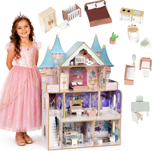 Ecotoys fa babaház Bella – hercegnős kastély 4 emelettel