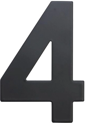 Házszám 4, 75 mm, rozsdamentes acél, matt fekete