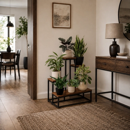 Loft megjelenés: fekete acél és öregített tölgy dekor