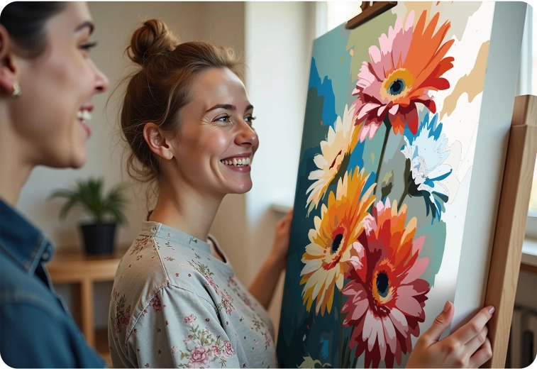 Minden a csomagban: vászon, festékek, 3 ecset