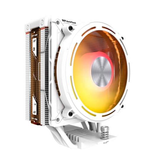 Aktív processzorhűtő DarkFlash E400 fehér, LED kijelzővel és ARGB-vel