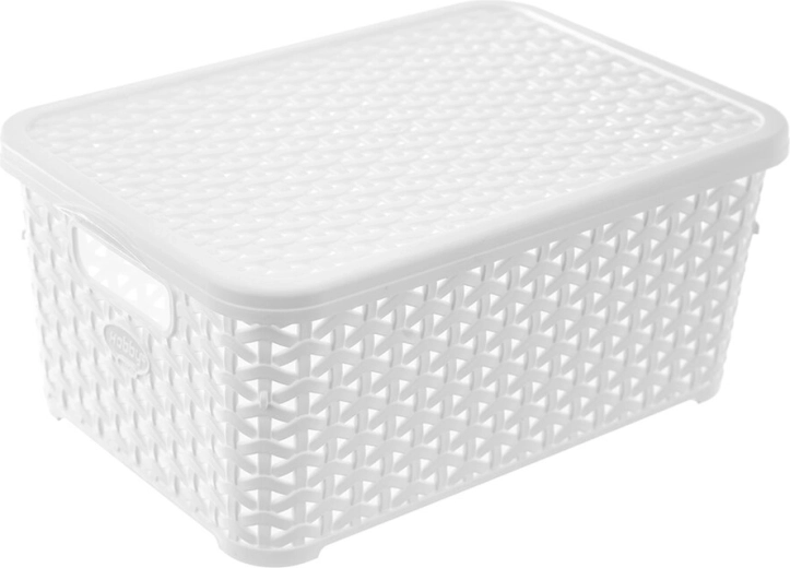 Hobby rattan hatású tárolódoboz fedéllel 6 l fehér