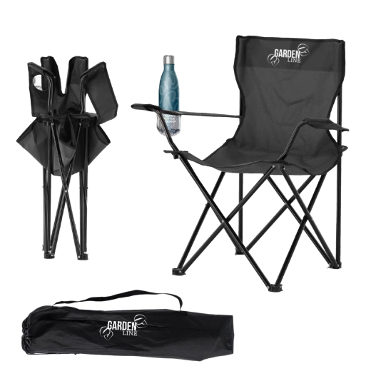 Összecsukható túra- és horgászszék, fekete 50 × 50 × 80 cm