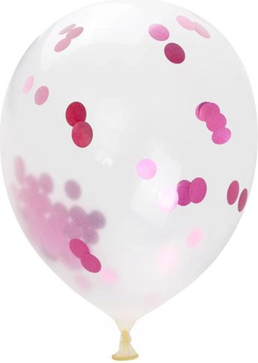 Rózsaszín konfettis lufik 30 cm (5 db) TORO