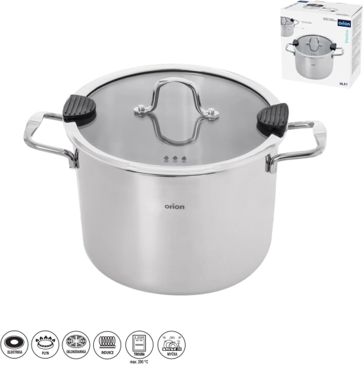 Orion Venice rozsdamentes fazék 10,5 l üveg fedővel