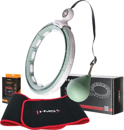 Masszázs hula hoop súllyal és számlálóval + karcsúsító HMS öv készlet