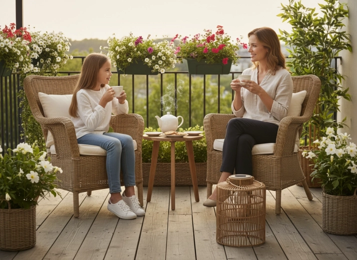 Laza, hangulatos atmoszféra kültéri ücsörgéshez