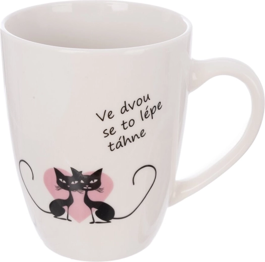 Fehér porcelán bögre macskás mintával 380 ml