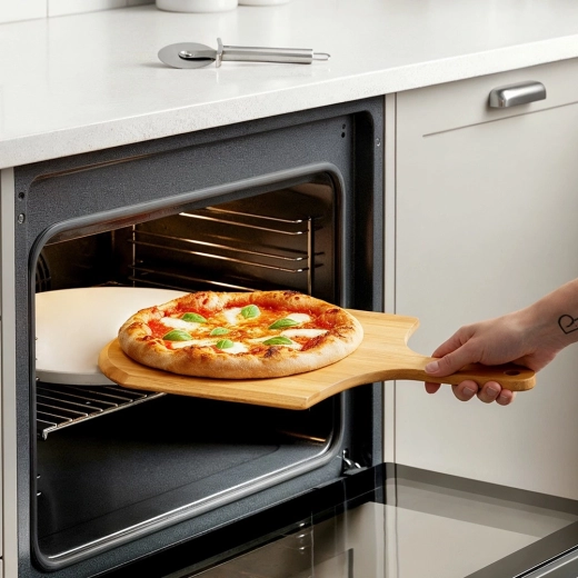 Biztonságos pizzamozgatás bambuszlapáttal