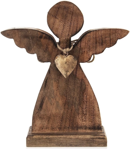 Fa angyalfigura mangófából 27 × 30 cm
