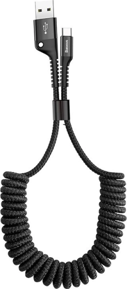 Baseus rugós USB‑C kábel 1 m, gyors töltés 2 A, fekete