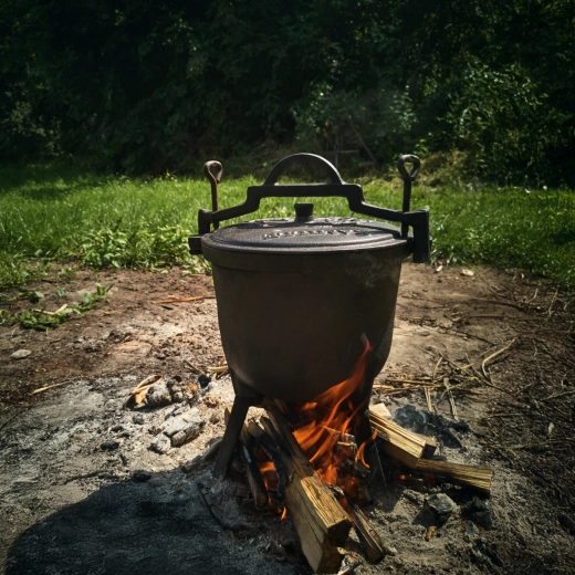 Stabil háromláb a tűz fölötti főzéshez