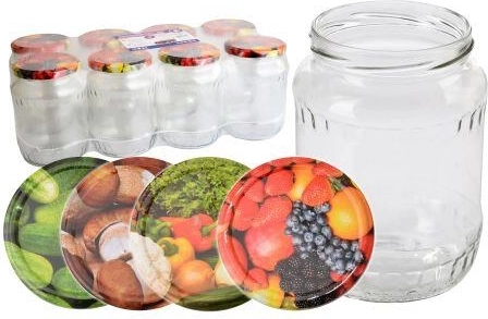 720 ml TWIST 82 befőttesüveg tetőkkel, vegyes dekor (8 db)